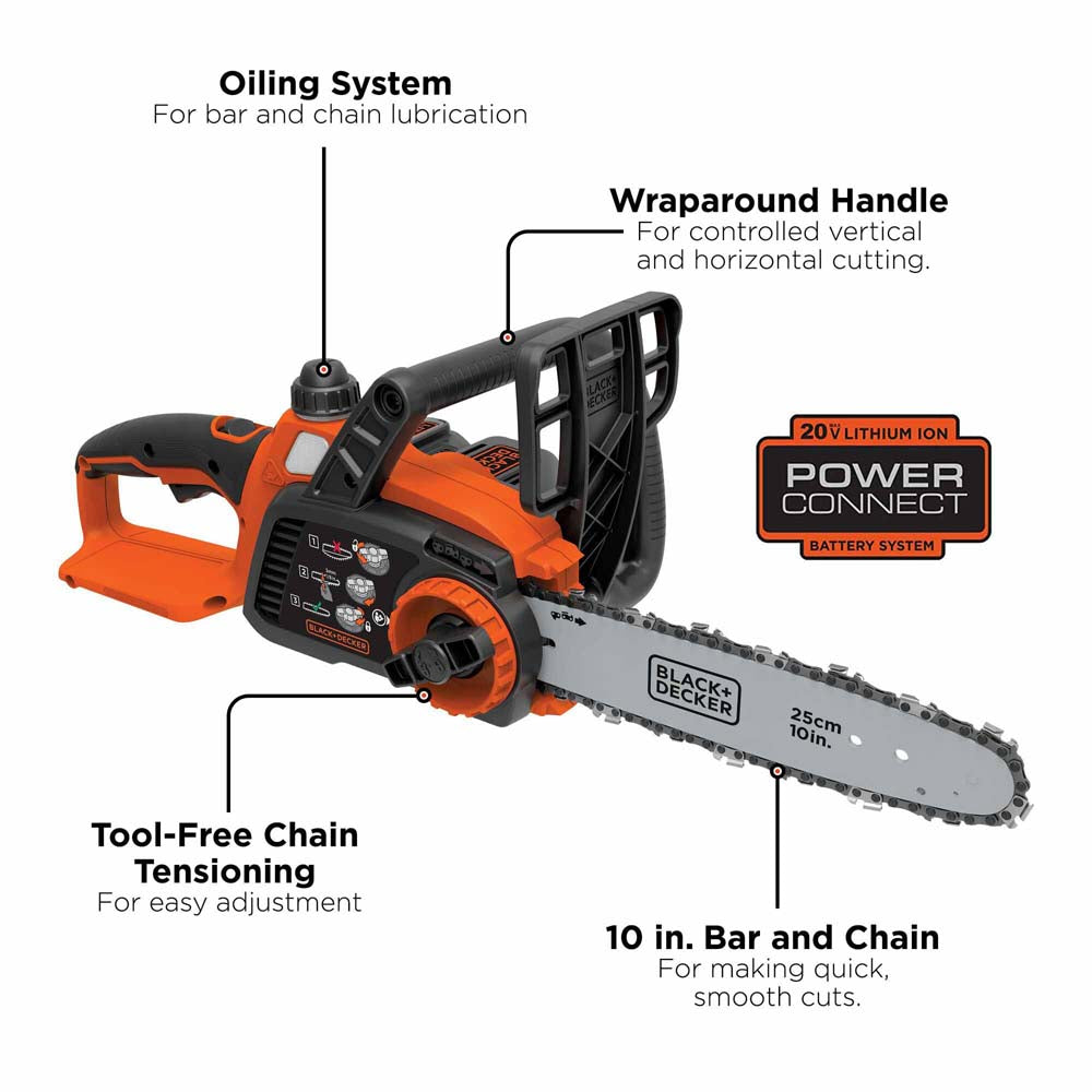 Black & Decker LCS1020B 20V MAX Cordless Chainsaw, 10-Inch (Tool Only)