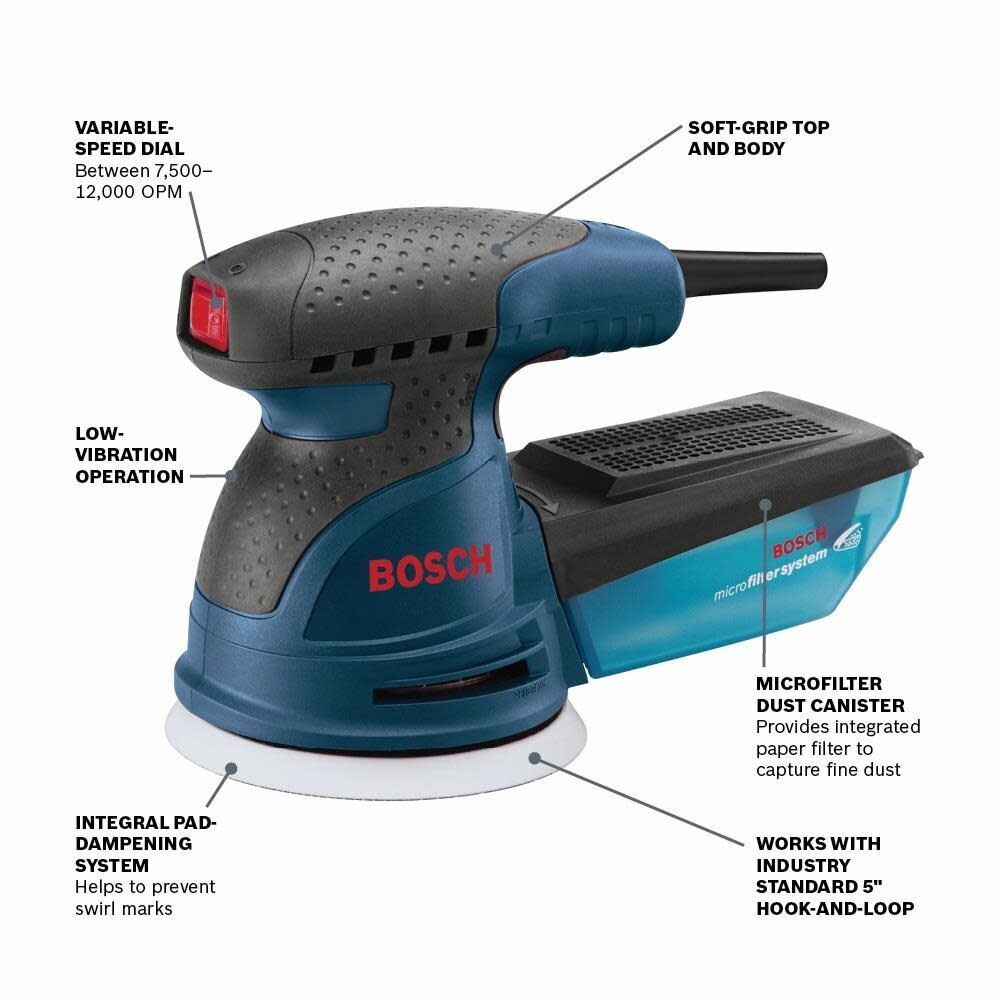Bosch ROS20VSC 5" Palm Random Orbit Sander/Polisher