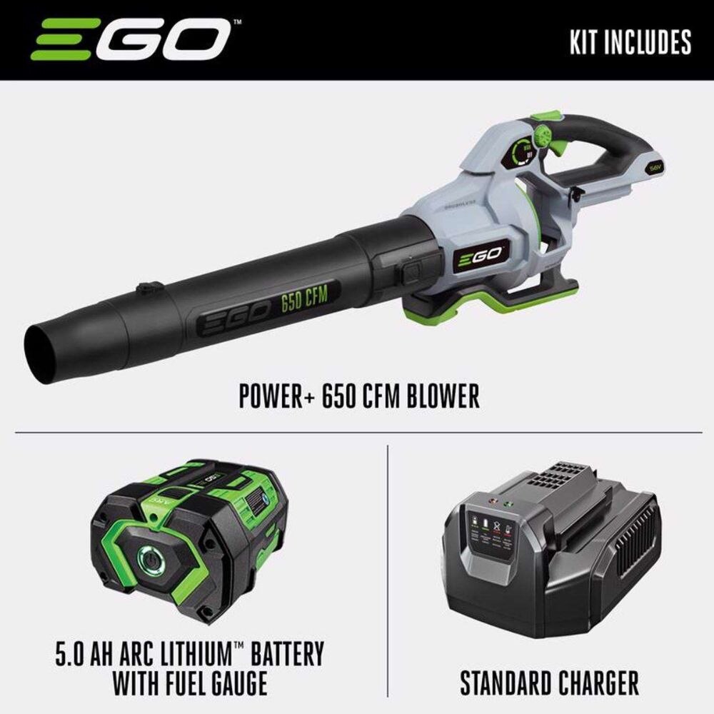 EGO LB6504 650CFM Handheld Blower Kit (G3 5.0Ah Battery,210W Charger, w/ 1*flat nozzle, 1*cone nozzle)