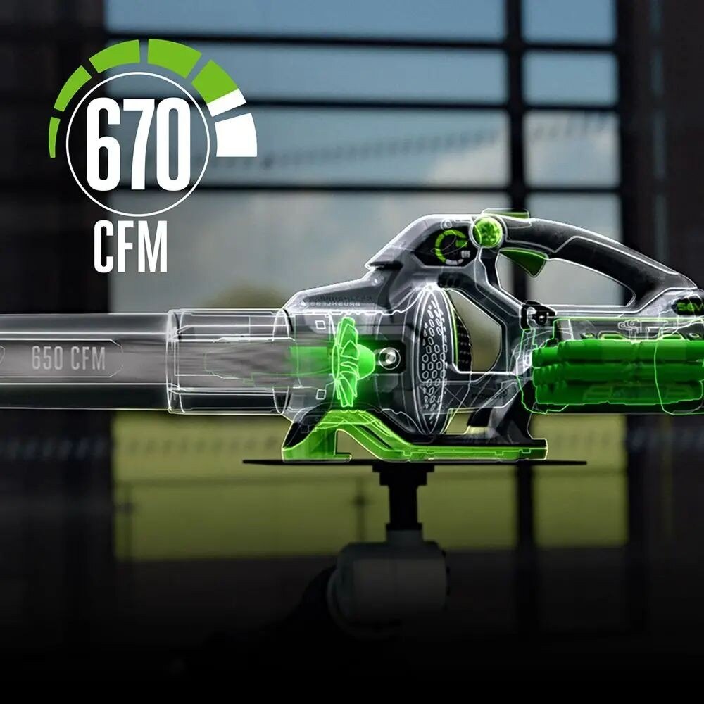 EGO LB6703 670CFM Handheld Blower Kit (4.0Ah Battery,320W Charger, w/ 1*flat nozzle, 1*cone nozzle)