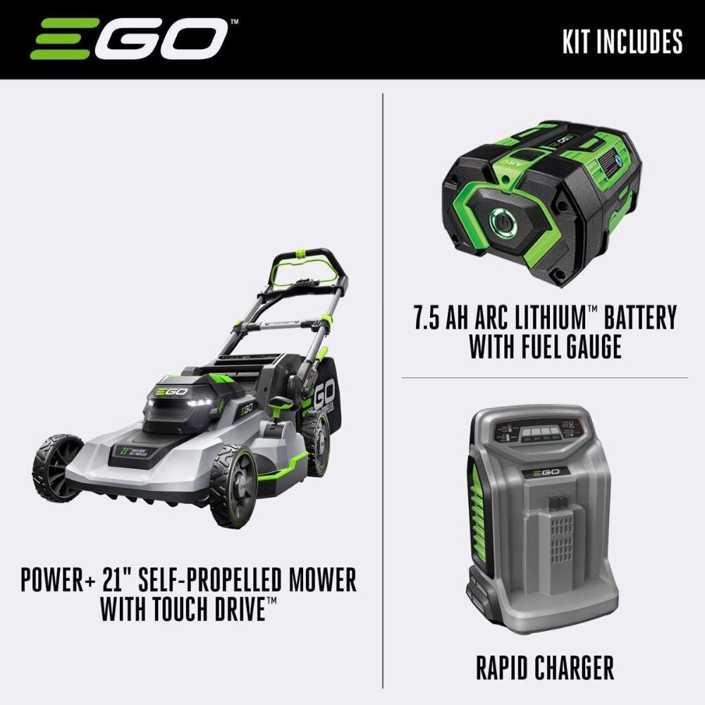 EGO LM2125SP 21" Brushless Self Propelled Mower With Touch Drive Kit (7.5Ah, 550W Charger)