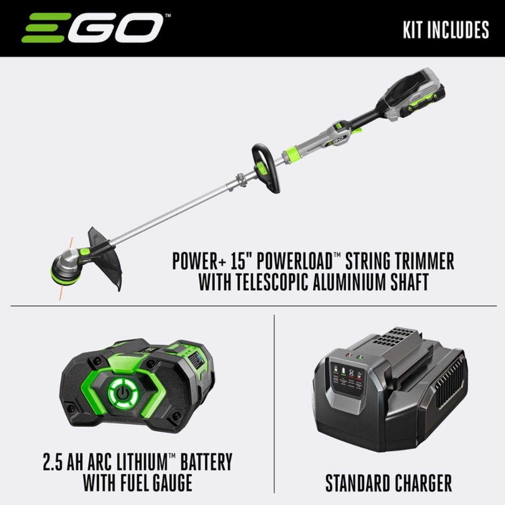 EGO ST1511T 15" Powerload with telescopic Alu foldable shaft String Trimmer Kit (G3 2.5Ah battery, 210W charger)