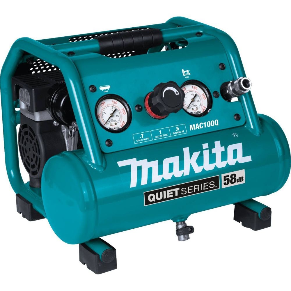 Makita MAC100QK1 Quiet Series 1/2 HP, 1 Gallon Compact, Oil-Free, Electric Air Compressor, and 18 Gauge Brad Nailer Combo Kit