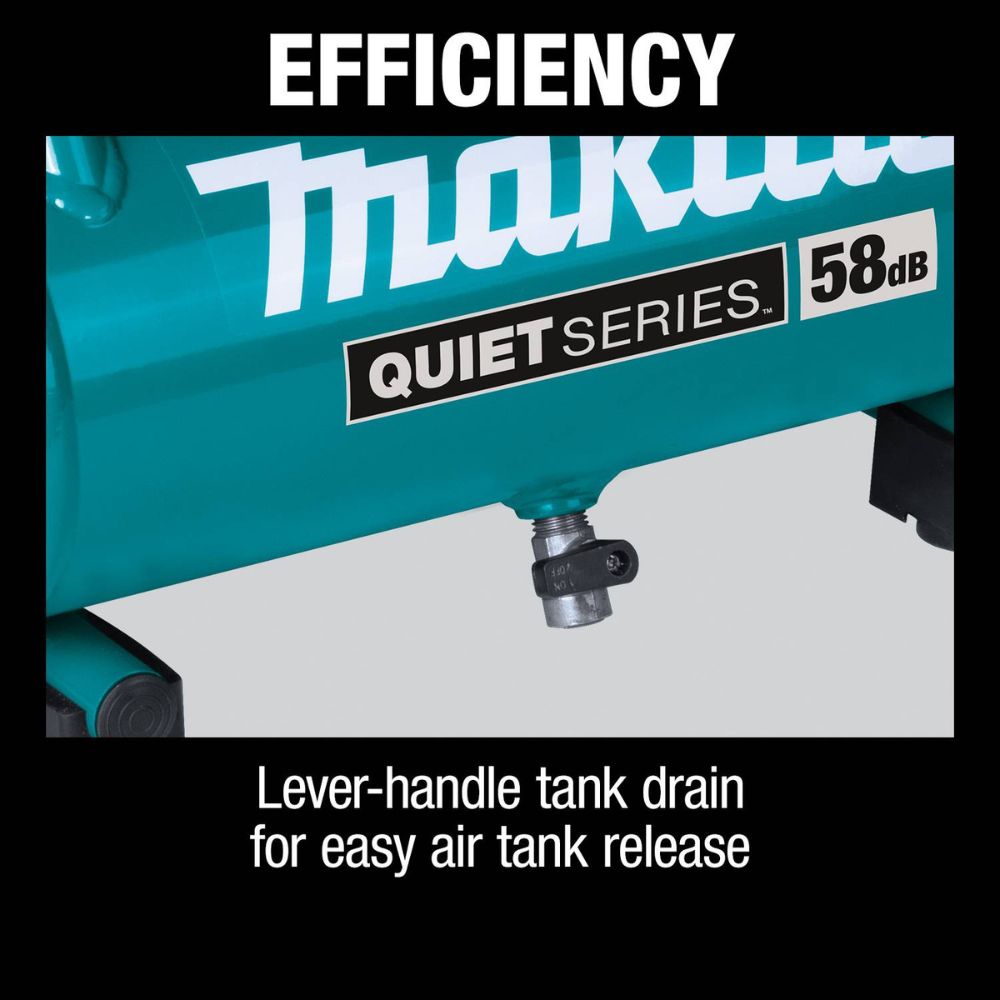 Makita MAC100QK1 Quiet Series 1/2 HP, 1 Gallon Compact, Oil-Free, Electric Air Compressor, and 18 Gauge Brad Nailer Combo Kit