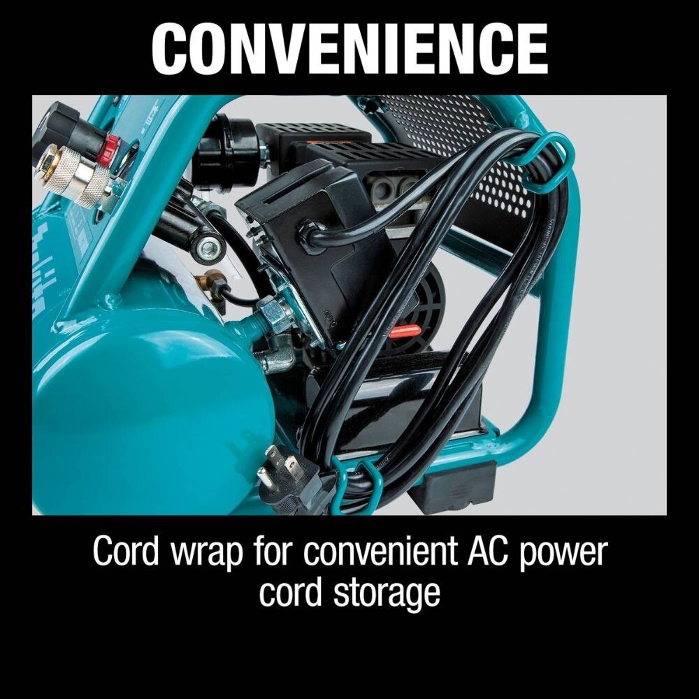 Makita MAC100QK1 Quiet Series 1/2 HP, 1 Gallon Compact, Oil-Free, Electric Air Compressor, and 18 Gauge Brad Nailer Combo Kit