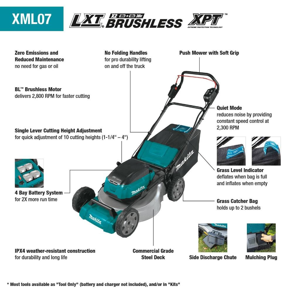 Makita XML07PT1 18V X2 (36V) LXT 21" Lawn Mower Kit