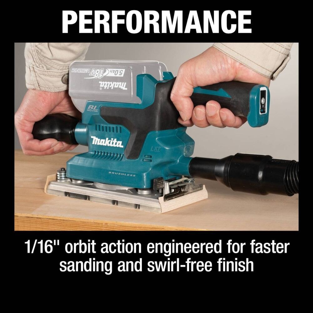 Makita XOB03Z 18V LXT Lithium-Ion Brushless Cordless 1/3 Sheet Finishing Sander, AWS Capable (Tool Only)
