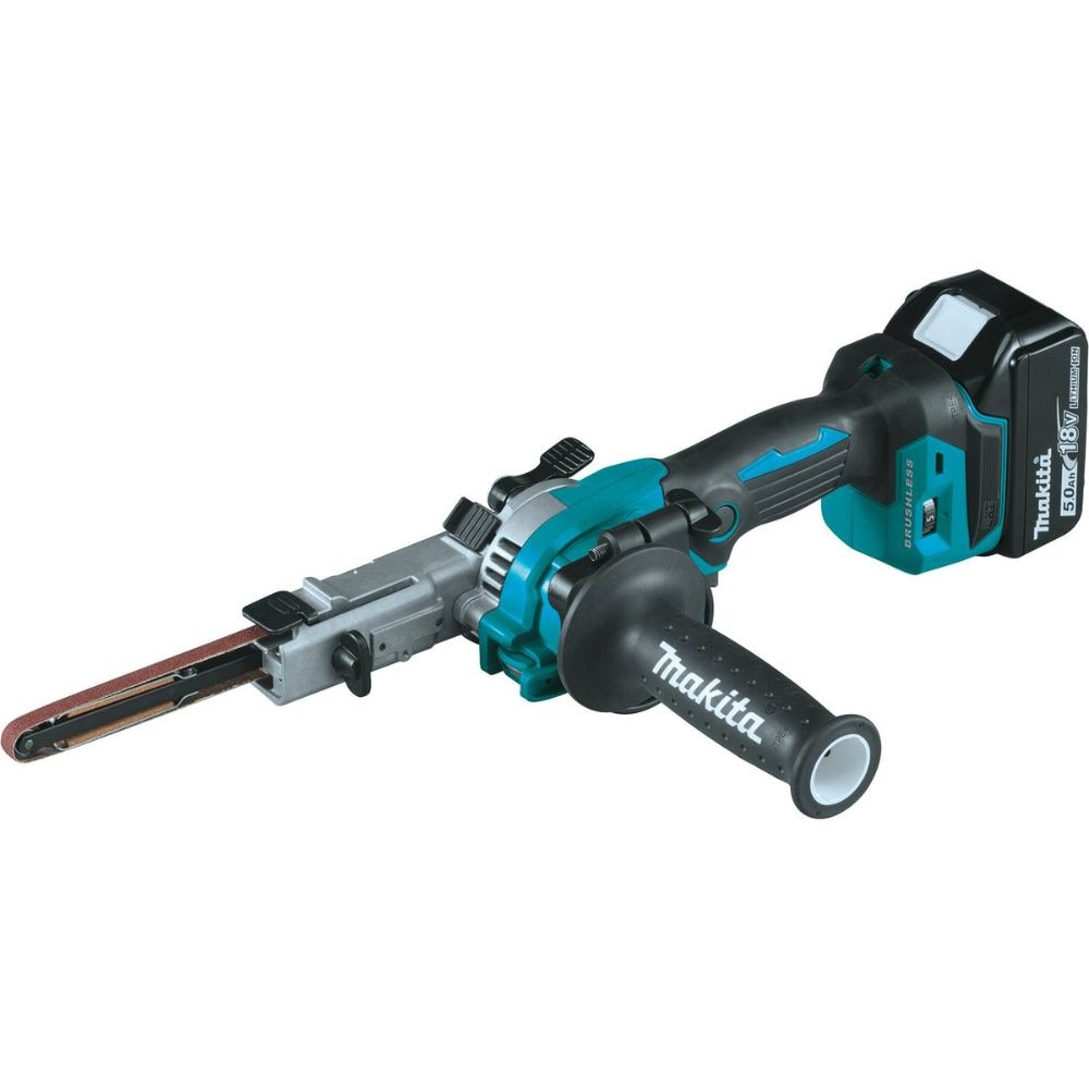 Makita XSB01TJ 18V LXT Lithium-Ion Brushless Cordless 3/8" x 21" Detail Belt Sander Kit, Bag (5.0Ah)