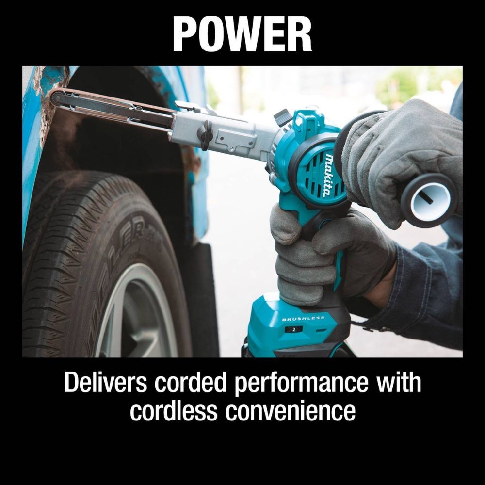 Makita XSB01TJ 18V LXT Lithium-Ion Brushless Cordless 3/8" x 21" Detail Belt Sander Kit, Bag (5.0Ah)