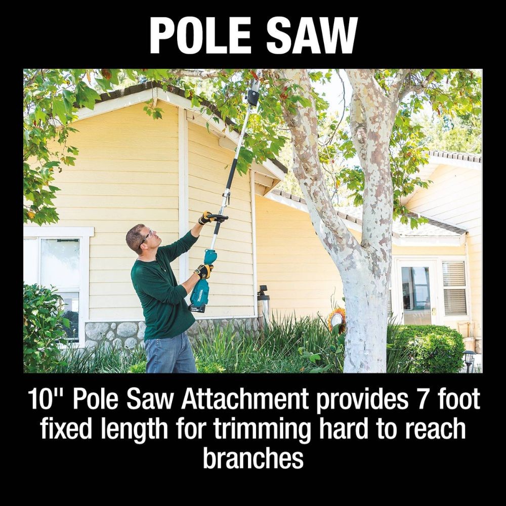 Makita XUX02SM1X4 18V LXT Lithium-Ion Brushless Cordless Couple Shaft Power Head Kit w/ 13" String Trimmer & 10" Pole Saw Attachments, with one battery (4.0Ah)