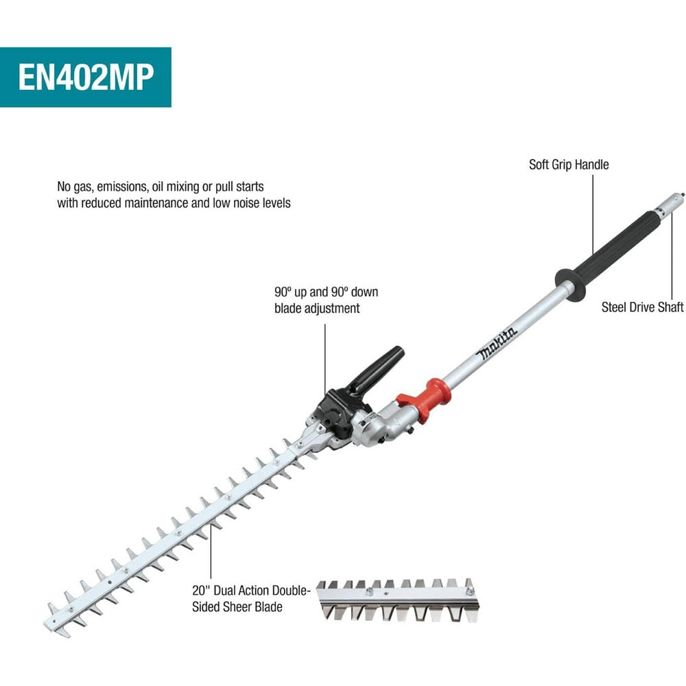 Makita XUX02SM1X5 18V LXT Brushless Couple Shaft Power Head Kit w/ String Trimmer, Pole Saw & Articulating Hedge Trimmer Attachments (4.0Ah)