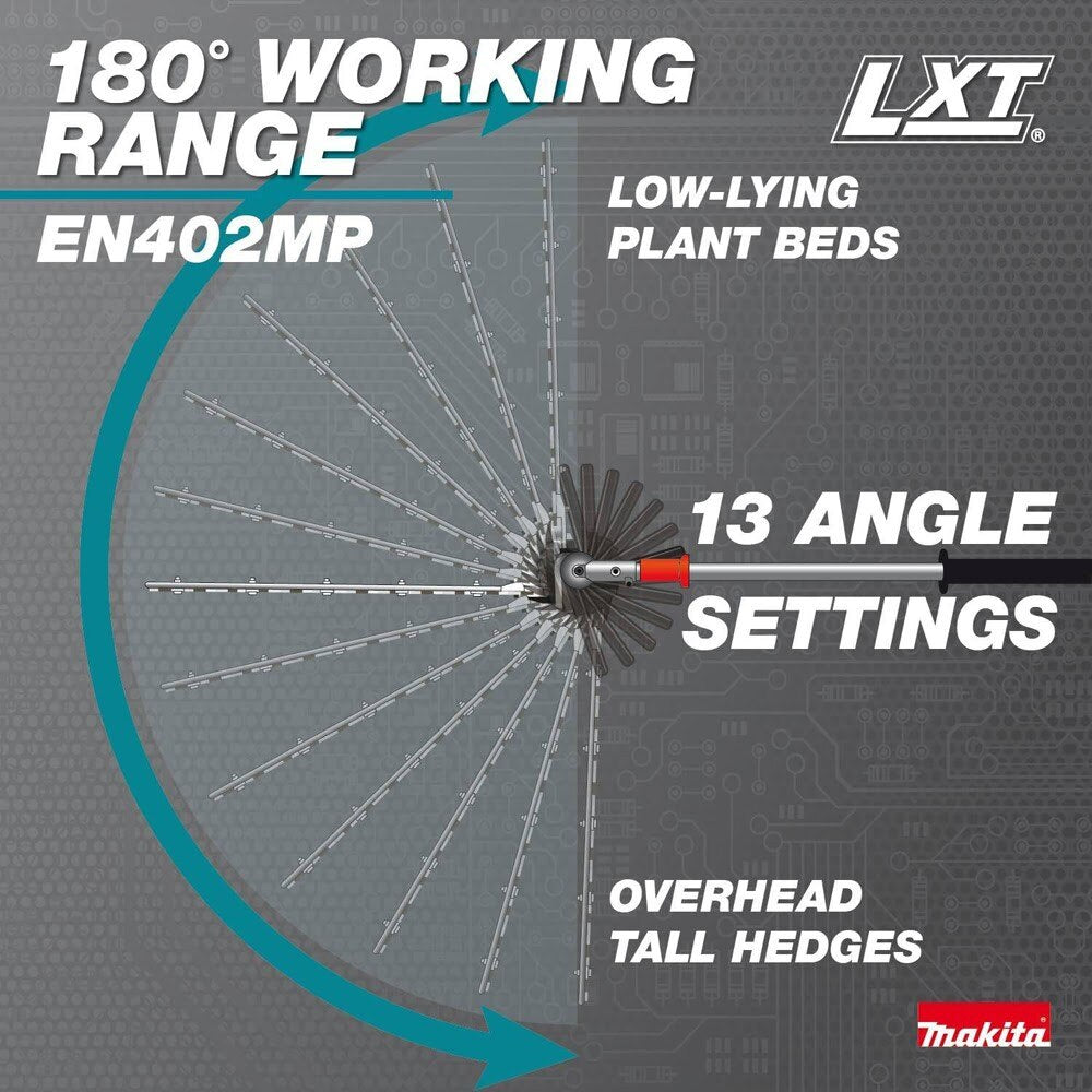 Makita XUX02SM1X5 18V LXT Brushless Couple Shaft Power Head Kit w/ String Trimmer, Pole Saw & Articulating Hedge Trimmer Attachments (4.0Ah)