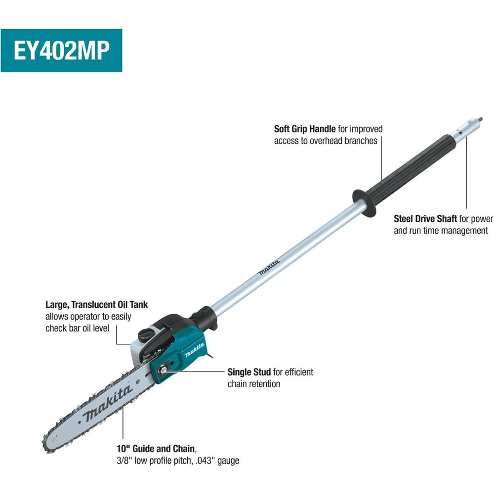 Makita XUX02SM1X6 18V LXT Brushless Couple Shaft Power Head Kit w/ String Trimmer, Pole Saw, Art. Hedge Trimmer & Blower Attachments (4.0Ah)