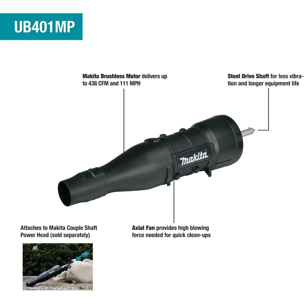 Makita XUX02SM1X6 18V LXT Brushless Couple Shaft Power Head Kit w/ String Trimmer, Pole Saw, Art. Hedge Trimmer & Blower Attachments (4.0Ah)