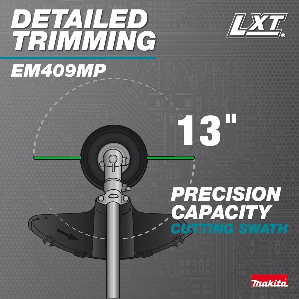 Makita XUX02SM1X6 18V LXT Brushless Couple Shaft Power Head Kit w/ String Trimmer, Pole Saw, Art. Hedge Trimmer & Blower Attachments (4.0Ah)