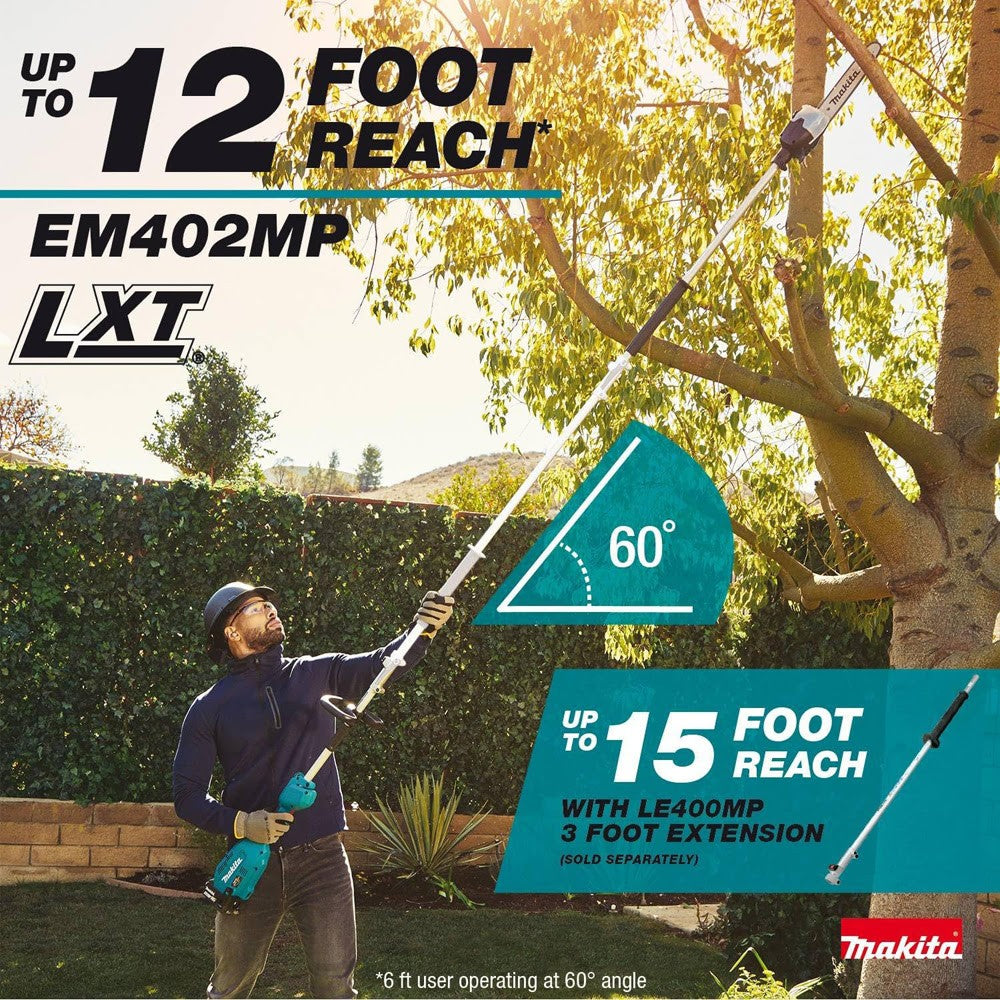 Makita XUX02SM1X6 18V LXT Brushless Couple Shaft Power Head Kit w/ String Trimmer, Pole Saw, Art. Hedge Trimmer & Blower Attachments (4.0Ah)