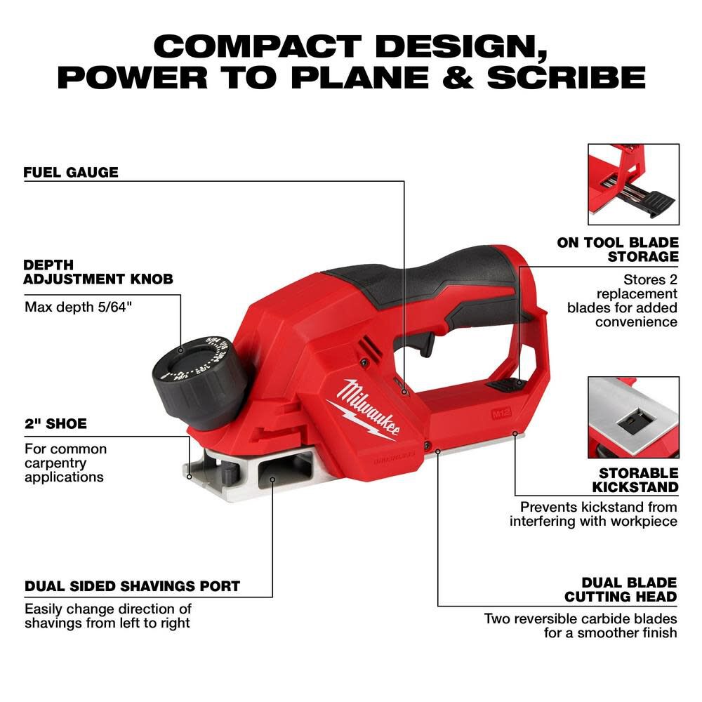 Milwaukee 2524-20 M12 Brushless 2" Planer