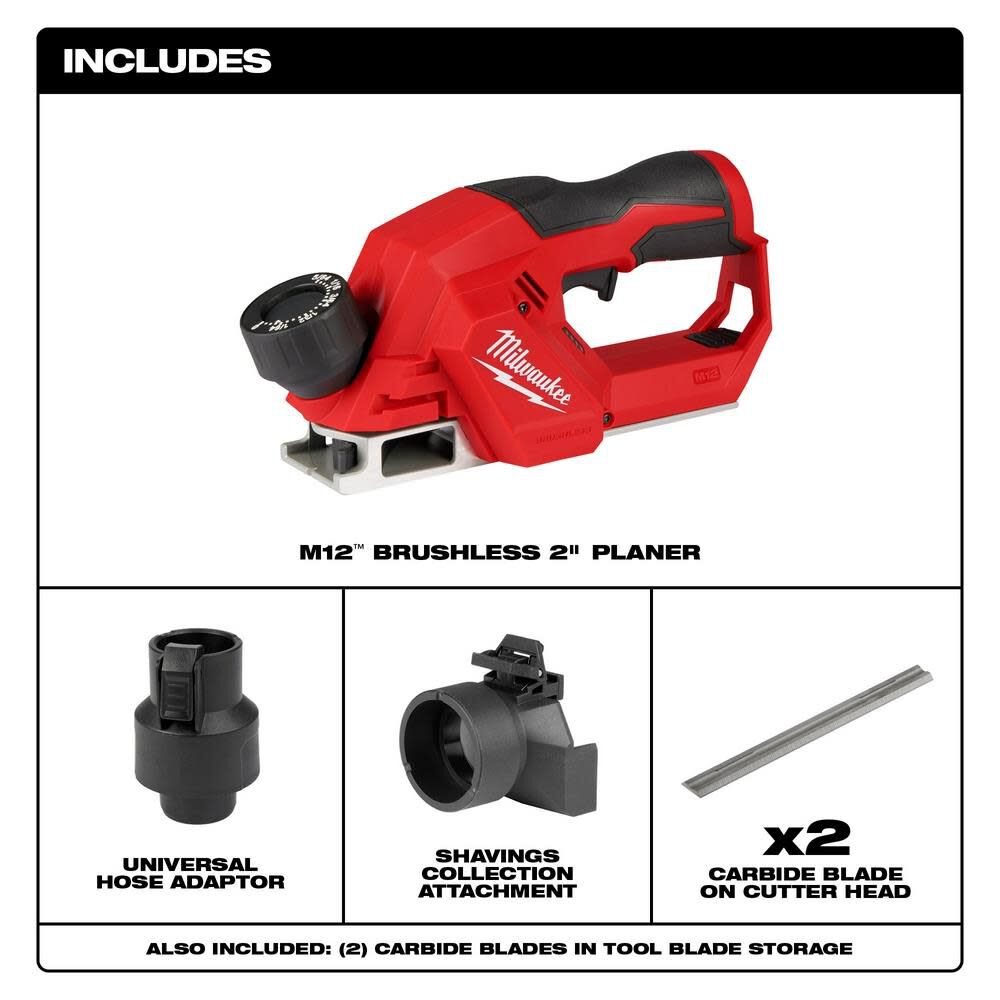 Milwaukee 2524-20 M12 Brushless 2" Planer