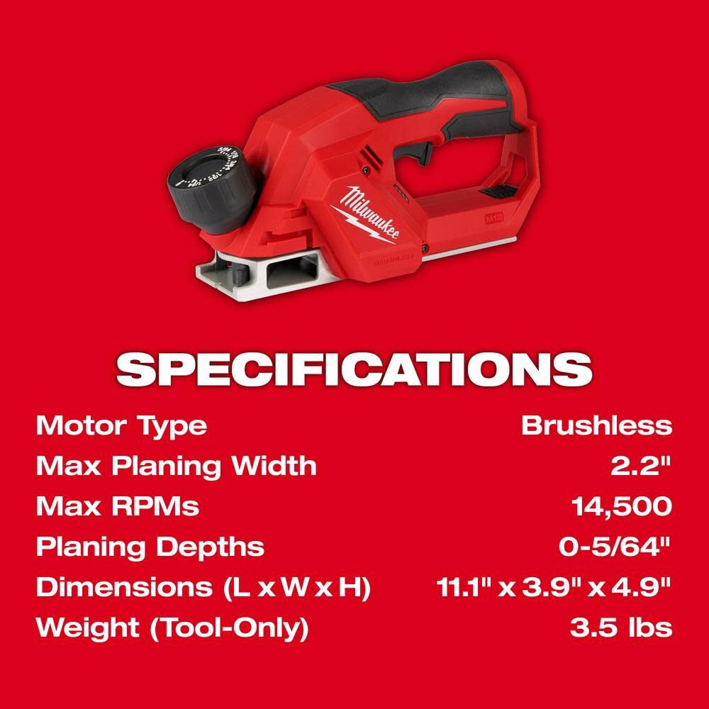 Milwaukee 2524-20 M12 Brushless 2" Planer