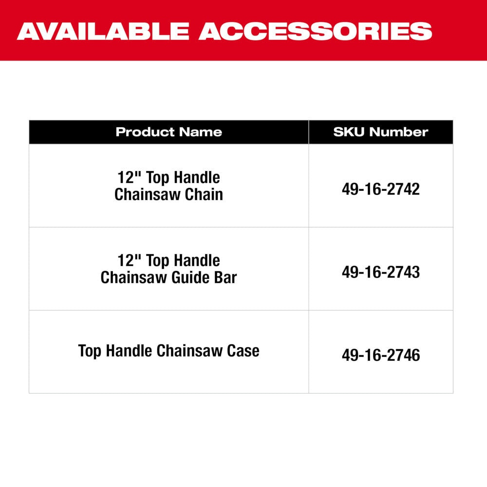 Milwaukee 2826-20C M18 FUEL 12" Top Handle Chainsaw