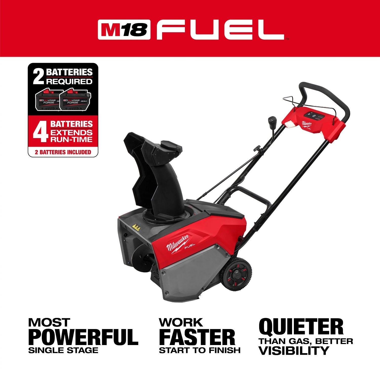 Milwaukee 3036-22HD M18 FUEL 21" Auger Propelled Dual Battery Single Stage Snow Blower Kit