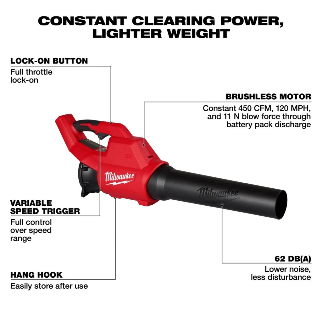 Milwaukee 3044-20 M18 Brushless Handheld Blower, 450 CFM 120 MPH 62 dB, Tool Only