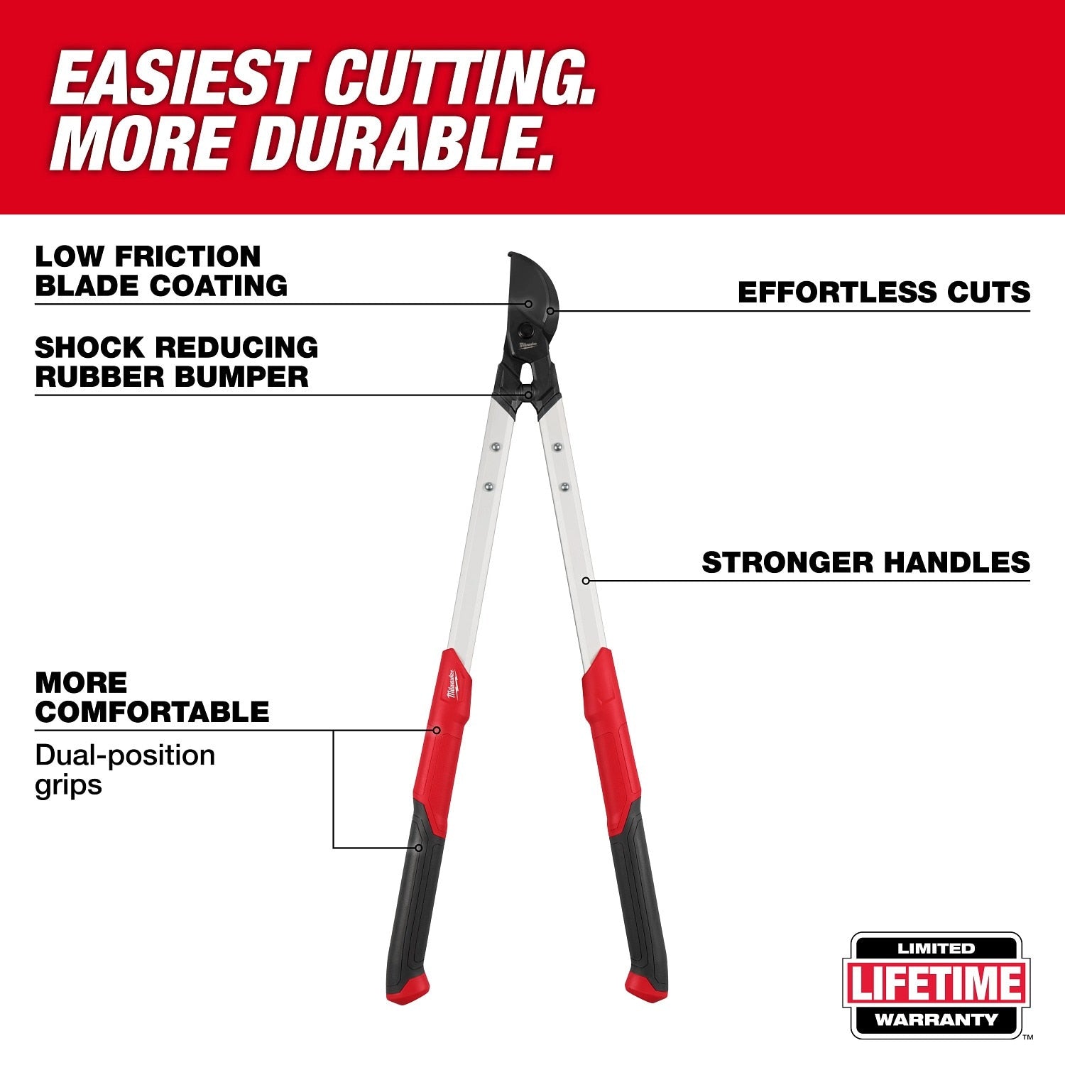 Milwaukee 48-22-9366 2" Lopper – High Carbon Steel Blades, 2" Cut Capacity, Durable Aluminum Handles