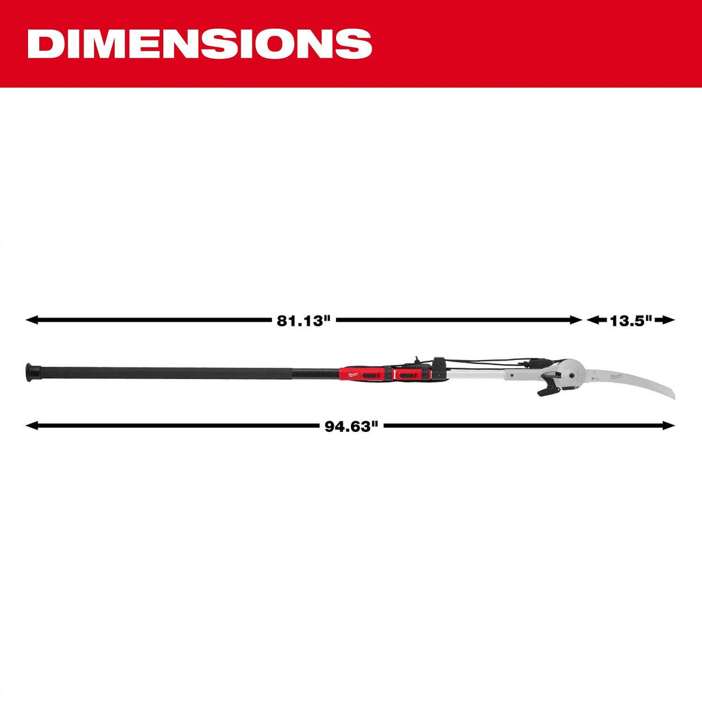 Milwaukee 48-22-9375 16' Pole Saw & Pruner – Telescoping Fiberglass & Aluminum Pole