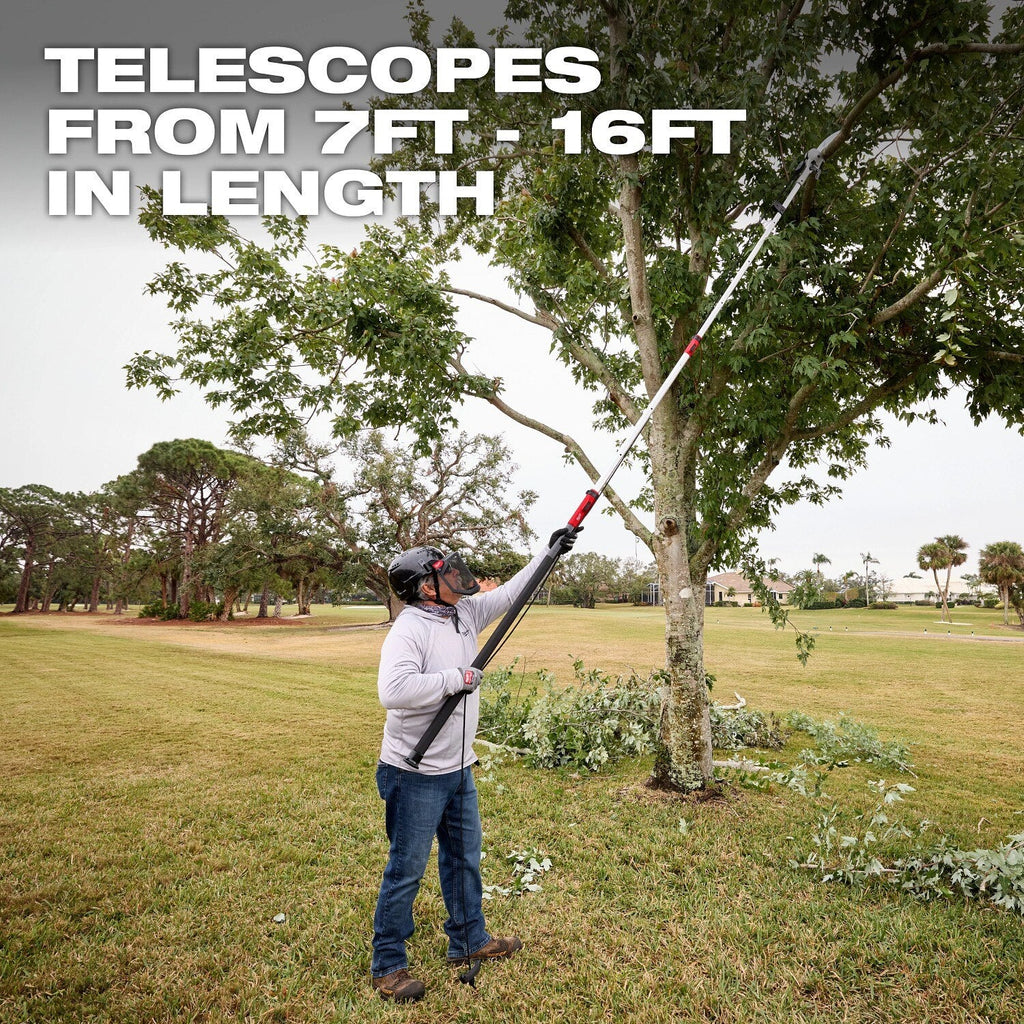 Milwaukee 48-22-9375 16' Pole Saw & Pruner – Telescoping Fiberglass & Aluminum Pole