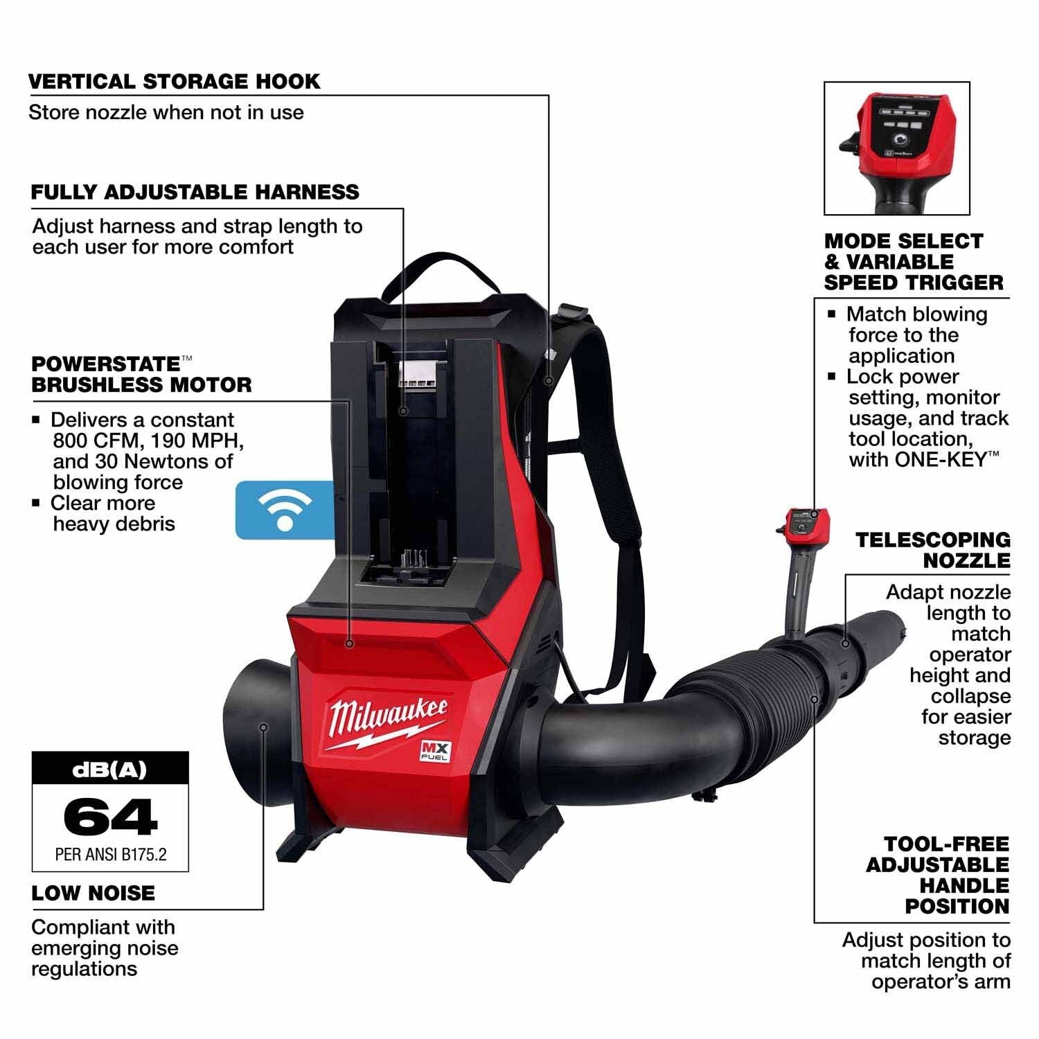 Milwaukee MXF600-0 MX FUEL Backpack Blower/w High Blowing Force